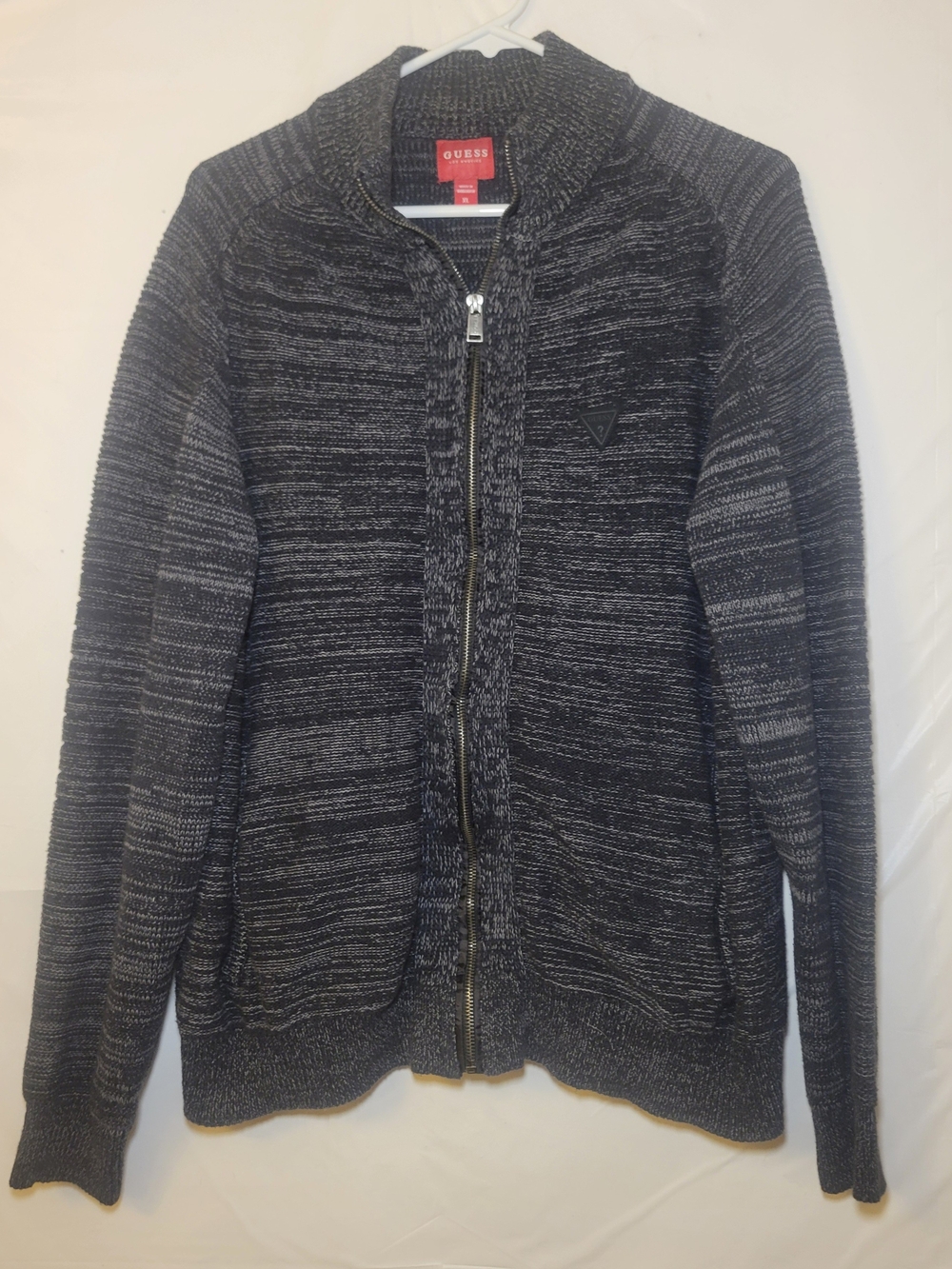 GUESS Men's Charcoal Zip-Up Knit Sweater